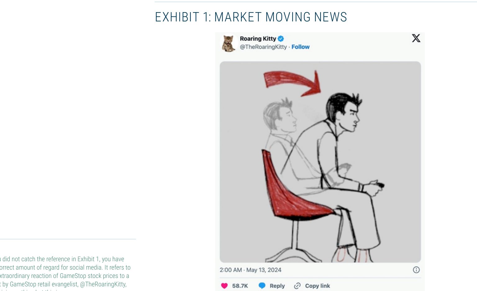 EXHIBIT 1: MARKET MOVING NEWS