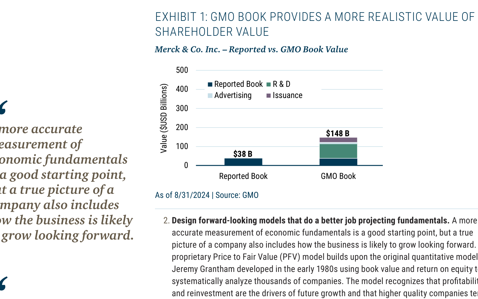 EXHIBIT 1: GMO BOOK PROVIDES A MORE REALISTIC VALUE OF
